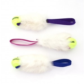 Tug poignée en peau de mouton avec balle de tennis - Tug-E-Nuff